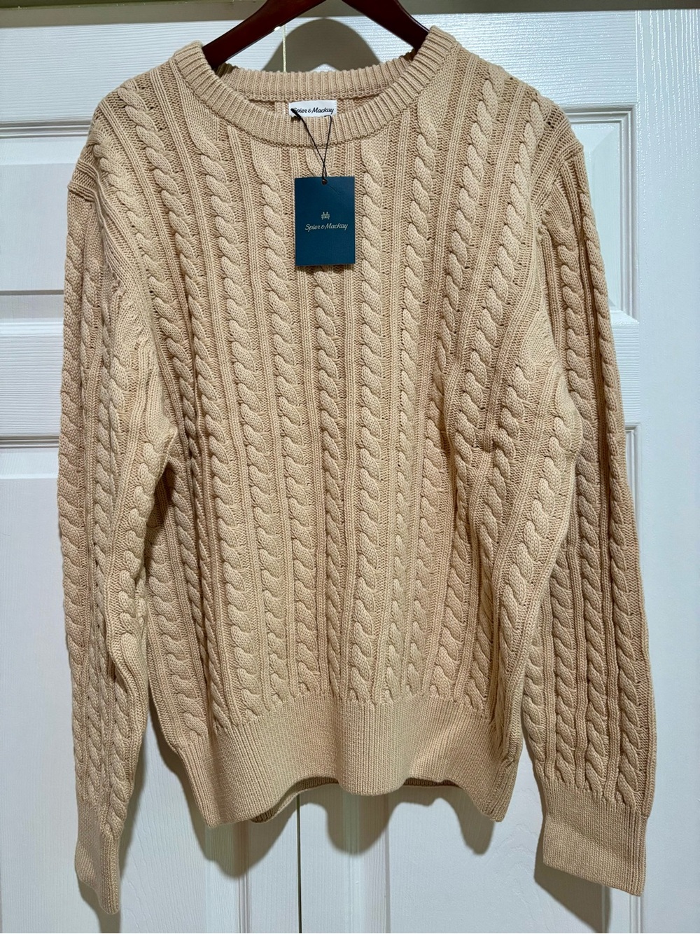 NEW Spier & Mackay Cotton Cable-Knit Crewneck Size Large